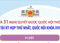 Thông tin về 9 luật và 31 nghị quyết được Quốc hội thông qua tại Kỳ họp thứ nhất, Quốc hội khóa XVI