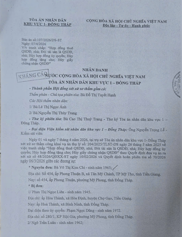 Bản án sơ thẩm bảo vệ quyền lợi chính đáng của người đã thực hiện nghĩa vụ trả nợ