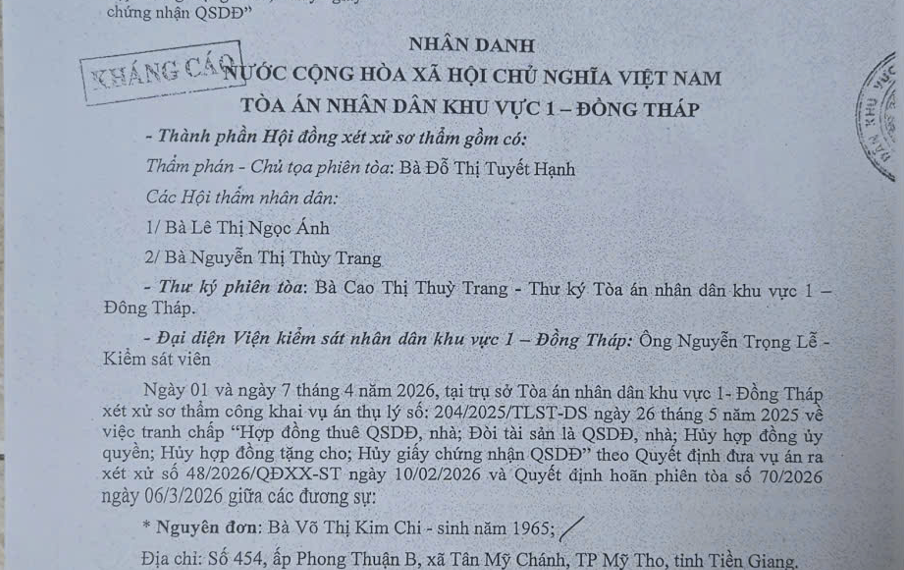 Bản án sơ thẩm bảo vệ quyền lợi chính đáng của người đã thực hiện nghĩa vụ trả nợ